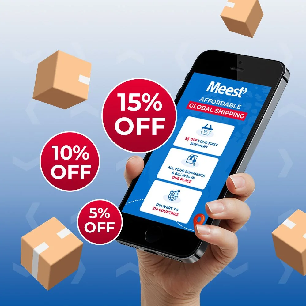 Встановіть додаток Meest і отримайте знижки на перші три посилки!